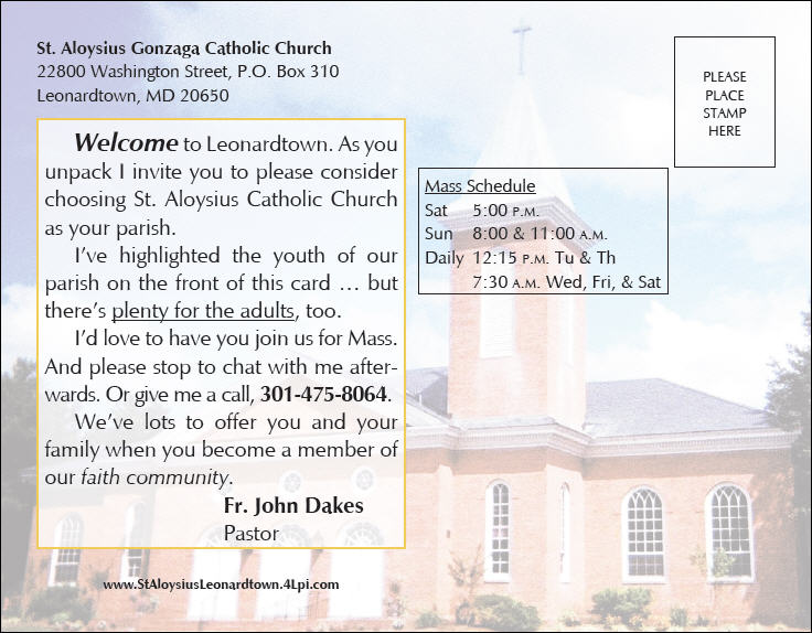 Acquisition Letter - St. Aloysius Church Postcard Back Side